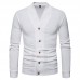 Mens Breathable V  Neck Single Breasted Pockets Long Sleeve Cardigans Coats