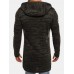 Mens Fashion Knitting Hooded Mid Long Zipper Casual Sweaters