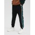 Men Corduroy Side Striped Pockets Drawstring Beam Feet Jogger Pants