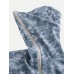 Men Gray Camo Loungewear Jumpsuit Thicken Thermal Loose Zip Down Hooded Home Pajamas With Pockets