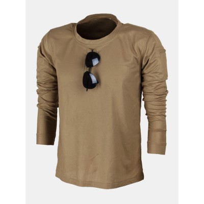 Men Solid Side Pocket Long Sleeve Leisure T  Shirts