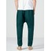 Mens 100  Cotton Solid Color Baggy Casual Drawstring Pants