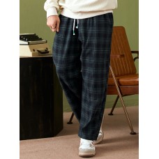 Mens Casual Retro Plaid Bottoms Ankle  Length Pants