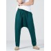 Mens 100  Cotton Solid Color Baggy Casual Drawstring Pants