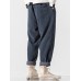 Mens Corduroy Solid Color Casual Push Buckle Waist Pants