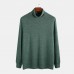 Mens Cotton Fashion High Collar Solid Color Casual Sweaters