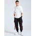 Mens Letter Tape Multi Pockets Fashion Pants