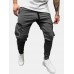 Mens Zipper Pockets Drawstring Waist Casual Solid Jogger Pants