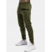 Mens Solid Color Casual Sports Drawstring Waist Jogger Pants