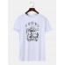 Men Mushroom Print Round Neck Hem Cuff Short Sleeve Casual T  Shirt