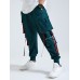 Mens Letter Tape Multi Pockets Fashion Pants