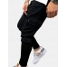 Mens Solid Color Multi  Pocket Drawstring Waist Jogger Pants