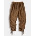 Men Corduroy Solid Drawstring Waist Cuffed Casual Jogger Pants