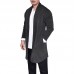 Mens Casual Mid Length Long Sleeve Loose Comfy Solid Color Cardigans